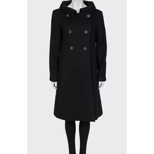 Chanel Black Wool CC Logo Buttons l Coat  Size 42